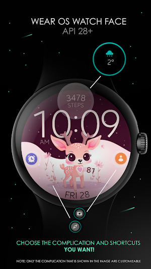 Cute Deer digital watch face Screenshot 1