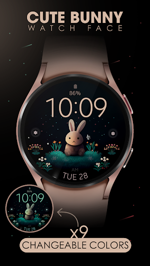 Cute Bunny digital watch face Screenshot 2