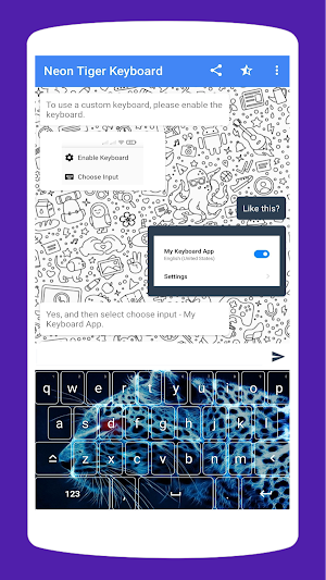 Neon Tiger Keyboard Theme Screenshot 1