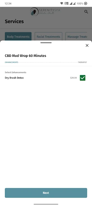 Serenity Spa Mobile Screenshot 2
