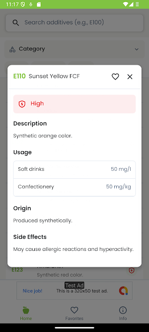 AdditiveInfo Screenshot 2