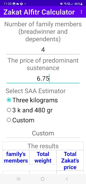 Zakat Alfitr Calculator Screenshot 1