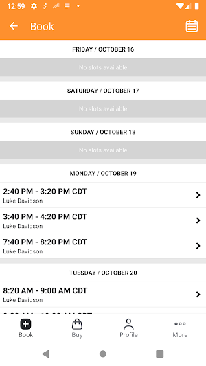 The Exercise Coach Scheduler Screenshot 2