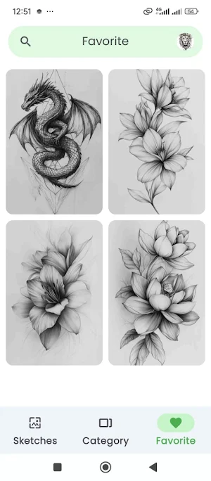 Tattoo Sketches Drawings Art Screenshot 2