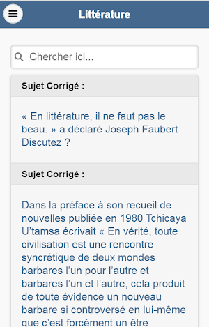 Littérature - Sujets Corrigés Screenshot 0