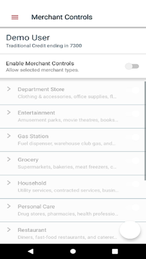 DFDFCU CardNav Screenshot 1