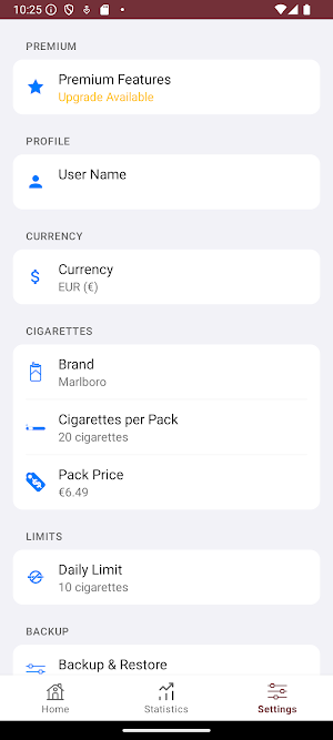 Cigarette counter and tracker Screenshot 3