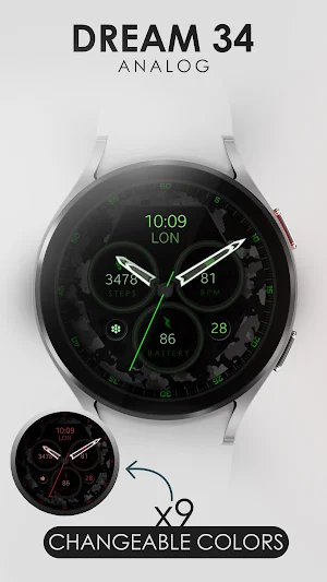 Dream 34 camo analog watchface Screenshot 2