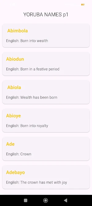 Yoruba Names Part1 Screenshot 0