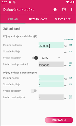 Daňová a finanční kalkulačka Screenshot 0