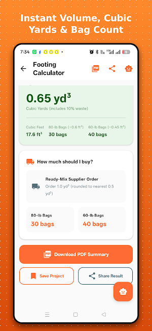 Concrete Footing Calculator Screenshot 3