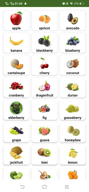 Fruits Nutrition Details Screenshot 0