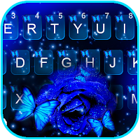 Rose Blue Butterfly Keyboard Background