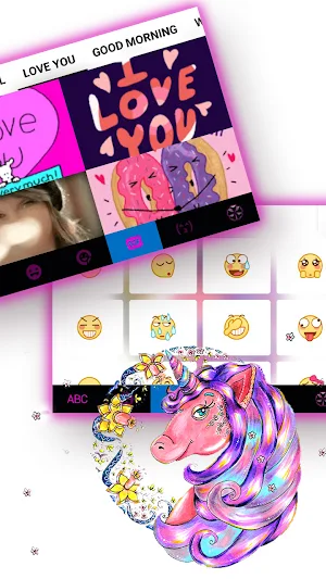 Flower Pink Unicorn Keyboard Background Screenshot 3
