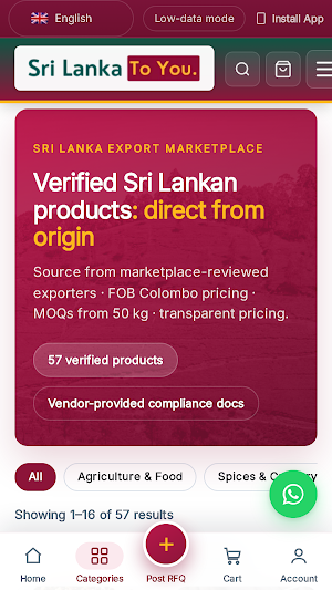 SriLankaExport: B2B Sourcing Screenshot 1