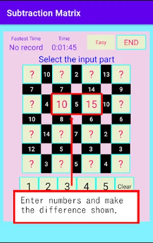 Subtraction Matrix Screenshot 2
