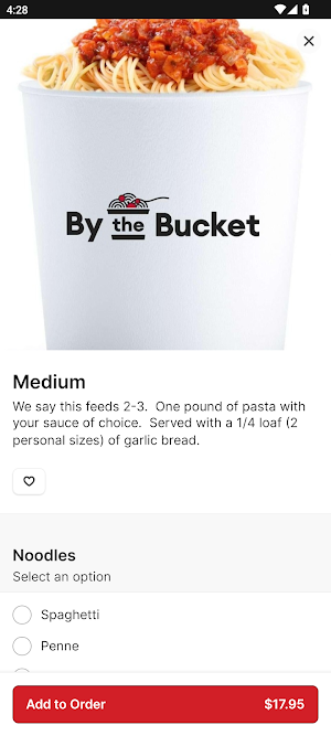 By the Bucket Pasta and Salads Screenshot 3