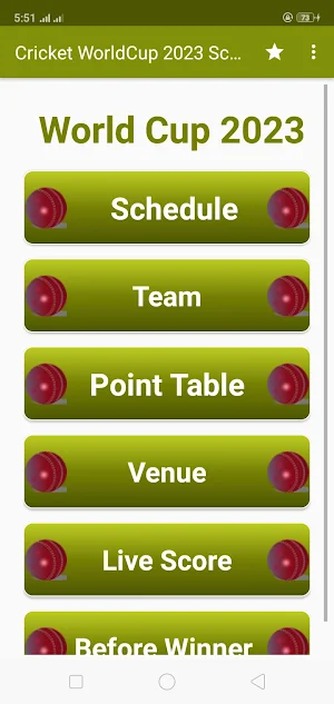 Cricket WorldCup 2023 Schedule Screenshot 1