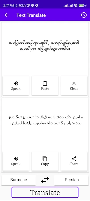Burmese To Persian Translator Screenshot 1