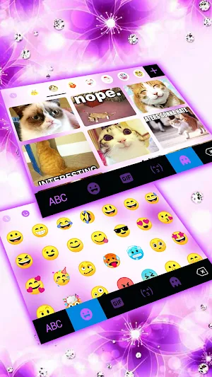 Purple Shiny Flowers Keyboard Background Screenshot 2