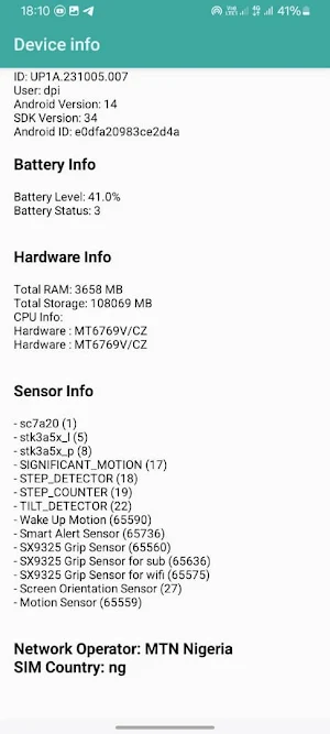Device Info Screenshot 1