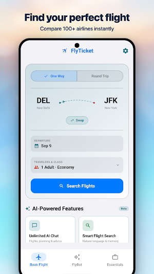 FlyTicket: Cheap Flights & AI Screenshot 0