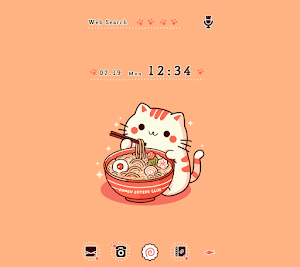 Ramen-Loving Cat Theme +HOME Screenshot 0