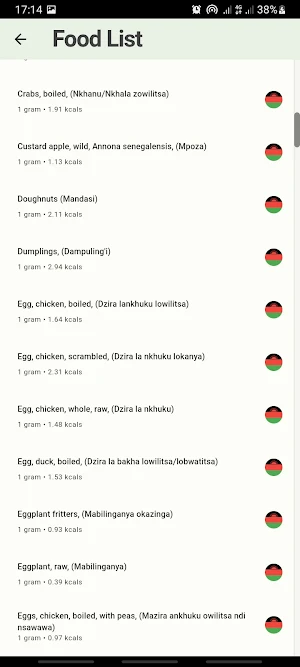 Malawi Calories Calc Screenshot 2