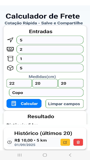 Simulador de Frete Screenshot 3