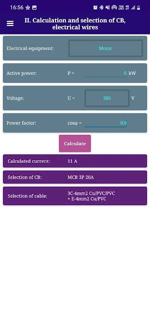Electrical Calculator Screenshot 2