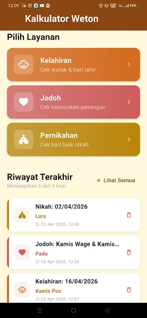 Kakulator Weton:Jodoh,nikah Screenshot 3