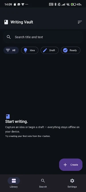 WritingVault Screenshot 2