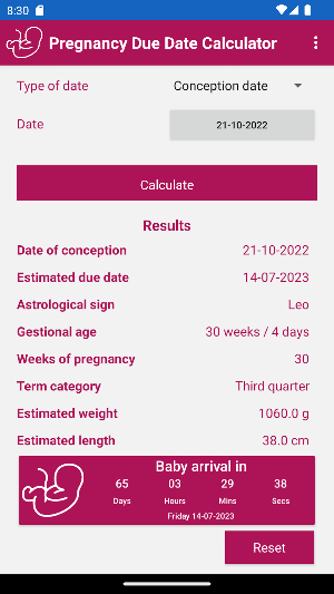 Pregnancy Due Date Calculator Screenshot 1