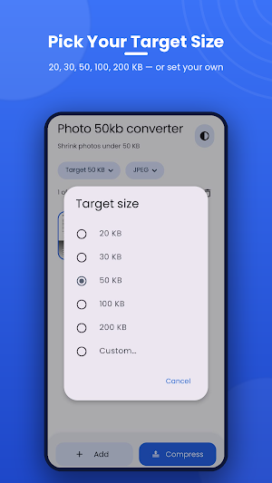 Photo 50kb 500kb Converter Screenshot 1