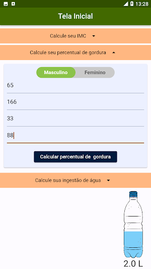 IMC, gordura no corpo e água Screenshot 3
