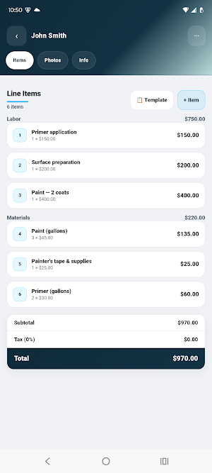 Job Estimator for Contractors Screenshot 1