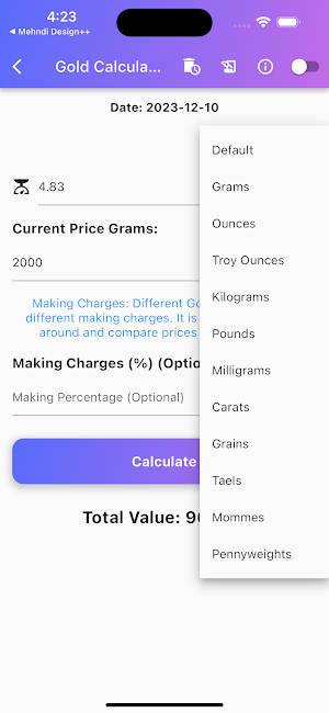 Gold Price Calculator++ Screenshot 1