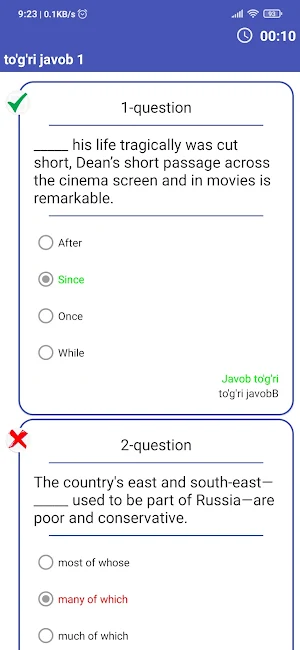 Ingliz tilidan testlar, DTM savollari Screenshot 3