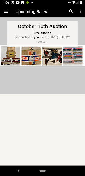 Harris Toy Train Auctions Screenshot 0
