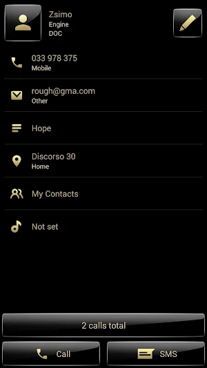 Dialer theme G Black Gold Screenshot 3