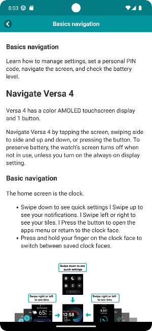 User guide for Versa 4 Screenshot 0