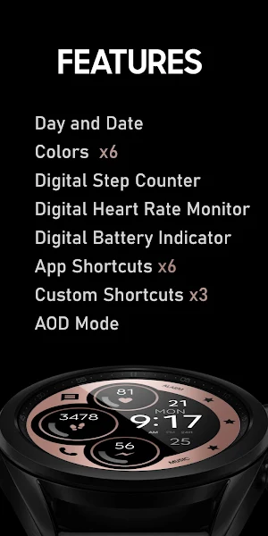Digital Bronze Watch Face Screenshot 1