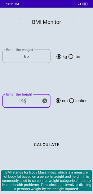 BMI monitor Screenshot 0