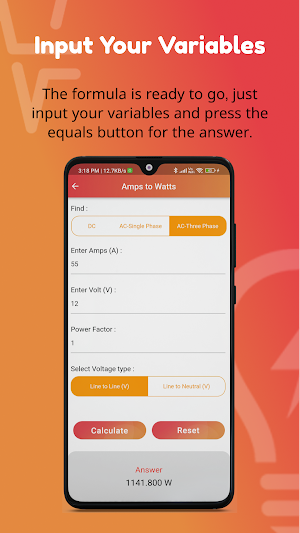 Watt To Amp Calc Screenshot 2