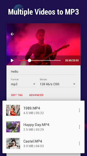 Video to MP3 Converter - mp3 cutter and merger Screenshot 0