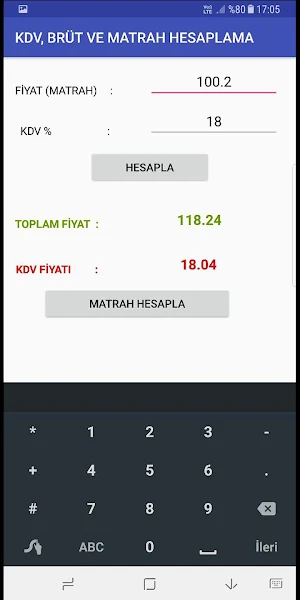 KDV, BRÜT ve MATRAH HESAPLAMA Screenshot 2
