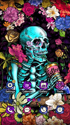Skull Drinks Coffee -Wallpaper Screenshot 0