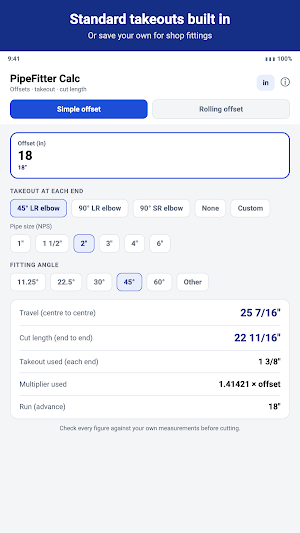 PipeFitter Calc: Offsets Screenshot 0