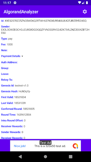 Algorand Analyzer Screenshot 3