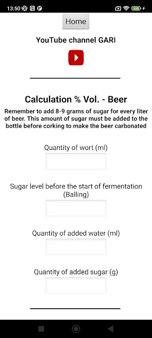 Calculation of alcohol content Screenshot 2